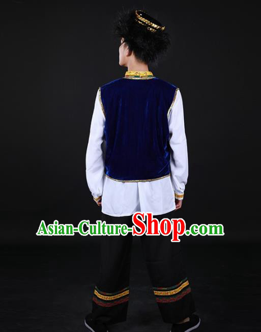 Chinese Traditional Tajik Nationality Festival Outfits Ethnic Minority Folk Dance Stage Show Costume for Men