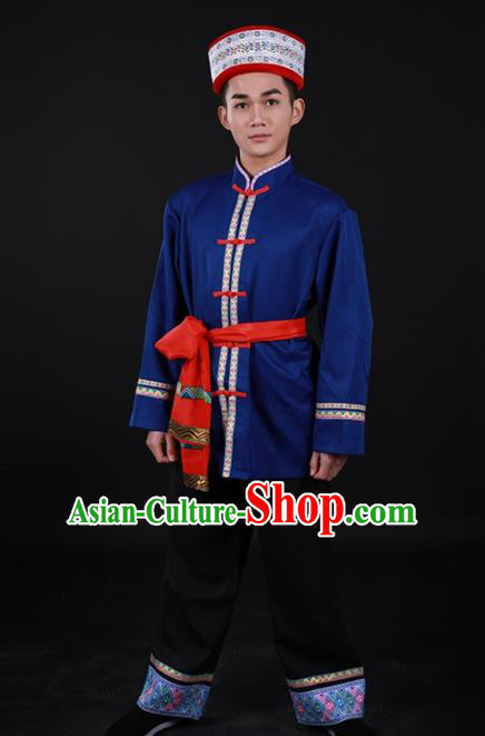 Chinese Traditional Achang Nationality Festival Outfits Ethnic Minority Folk Dance Stage Show Costume for Men