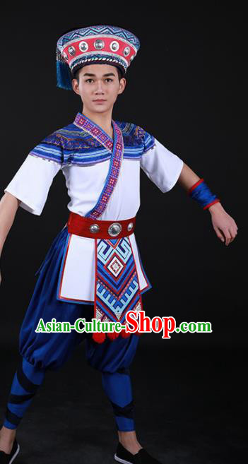 Chinese Traditional Yao Nationality Festival Outfits Ethnic Minority Folk Dance Stage Show Costume for Men