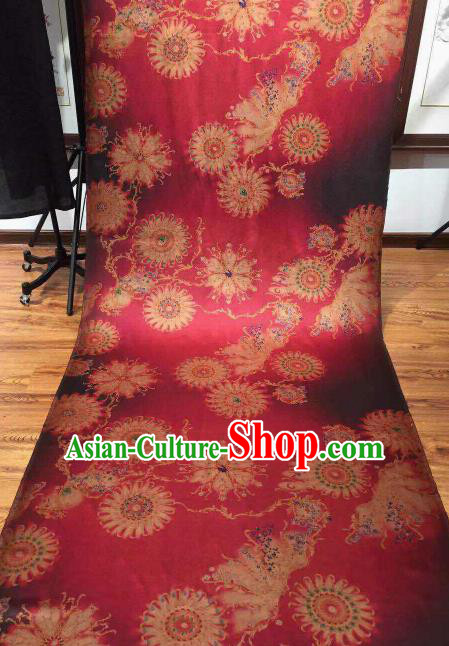 Asian Chinese Traditional Wheels Pattern Design Rosy Gambiered Guangdong Gauze Fabric Silk Material