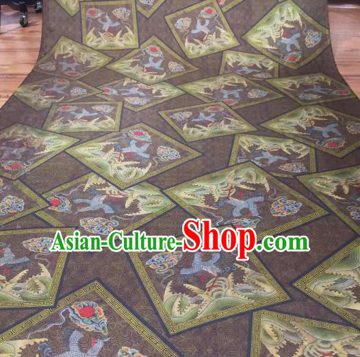 Asian Chinese Traditional Cranes Pattern Design Brown Gambiered Guangdong Gauze Fabric Silk Material