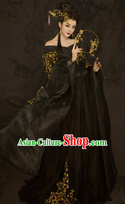 Chinese Ancient Court Princess Black Hanfu Dress Traditional Ming Dynasty Imperial Consort Costumes for Women