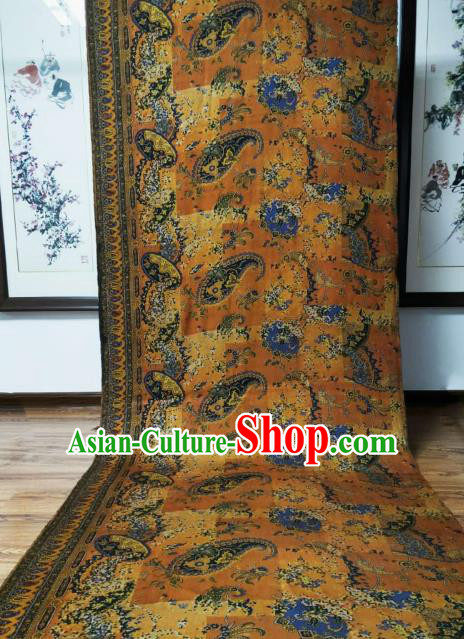 Asian Chinese Traditional Pattern Design Ginger Gambiered Guangdong Gauze Fabric Silk Material