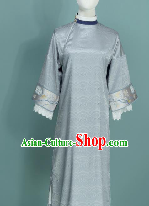 Chinese Traditional Light Blue Cheongsam Costume Republic of China Mandarin Qipao Dress for Women