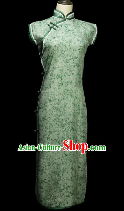 Chinese Traditional Light Green Cheongsam Costume Republic of China Mandarin Qipao Dress for Women