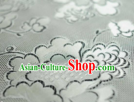 Asian Chinese Traditional Begonia Pattern Design Grey Gambiered Guangdong Gauze Fabric Silk Material