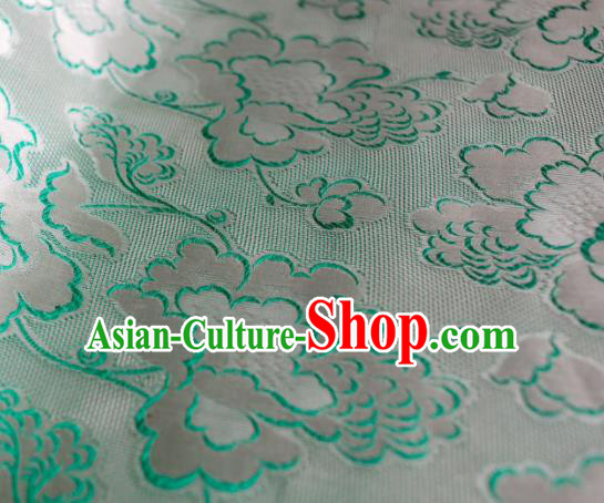 Asian Chinese Traditional Green Roses Pattern Design Gambiered Guangdong Gauze Fabric Silk Material