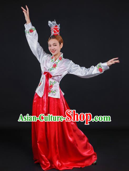 Chinese Traditional Korean Nationality Stage Show Dress Ethnic Minority Folk Dance Costume for Women