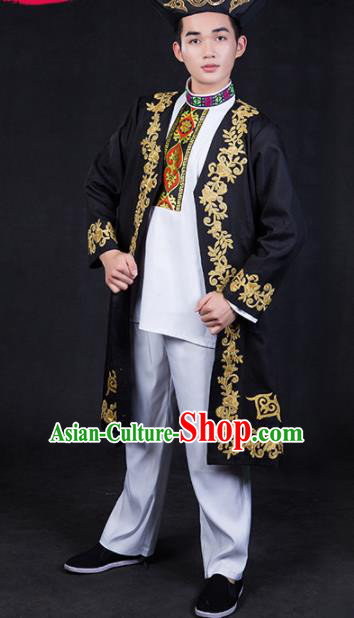 Chinese Traditional Khalkhas Nationality Festival Compere Outfits Ethnic Minority Folk Dance Stage Show Costume for Men