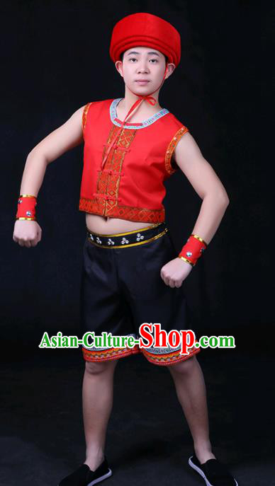 Chinese Traditional Jing Nationality Festival Compere Outfits Ethnic Minority Folk Dance Stage Show Costume for Men