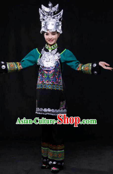 Chinese Traditional Shui Nationality Outfits Ethnic Minority Folk Dance Stage Show Costume for Women