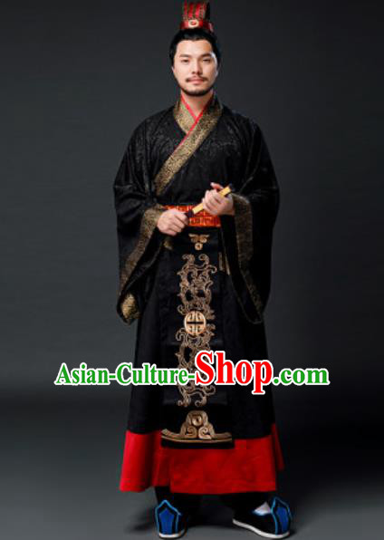 Traditional Chinese Han Dynasty Emperor Clothing Ancient Drama Royal King Costume for Men