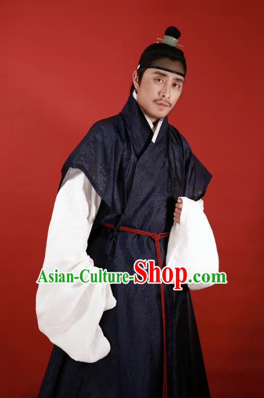 Traditional Chinese Ming Dynasty Officer Hanfu Clothing Ancient Taoist Priest Costumes for Men