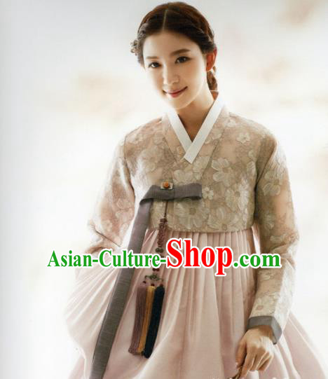 Korean Traditional Hanbok Princess Blouse and Pink Dress Outfits Asian Korea Fashion Costume for Women