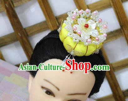 Korean Traditional Court Bride Shell Flower Yellow Hairband Asian Korea Fashion Wedding Hair Accessories for Women