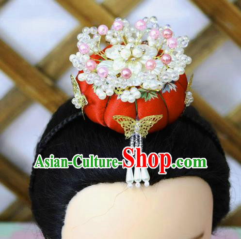 Korean Traditional Court Bride Red Hairband Asian Korea Fashion Wedding Hair Accessories for Women