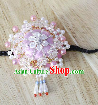 Korean Traditional Court Bride Beads Rosy Hairband Asian Korea Fashion Wedding Hair Accessories for Women