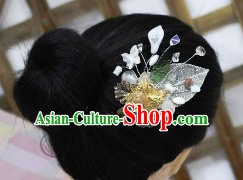 Korean Traditional Court Bride Golden Flower Hairpins Asian Korea Fashion Wedding Hair Accessories for Women