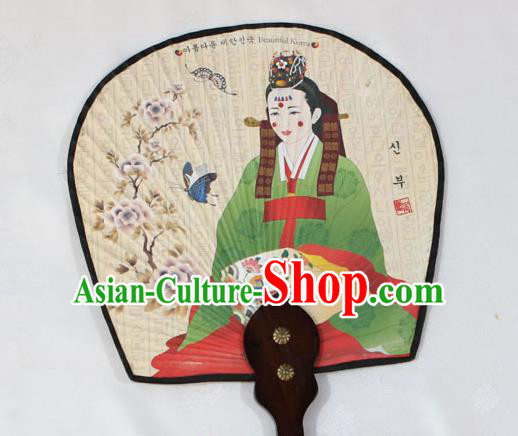 Korean Traditional Wedding Printing Bride Palace Fan Asian Korea Paper Fans for Women