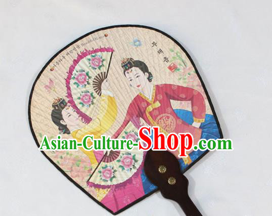 Korean Traditional Wedding Printing Court Bride Palace Fan Asian Korea Paper Fans for Women