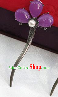 Korean Traditional Wedding Bride Purple Hairpins Asian Korea Hanbok Hair Accessories for Women