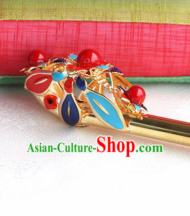 Korean Traditional Wedding Bride Golden Hairpins Asian Korea Hanbok Hair Accessories for Women