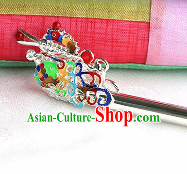 Korean Traditional Wedding Bride Argent Dragon Hairpins Asian Korea Hanbok Hair Accessories for Women