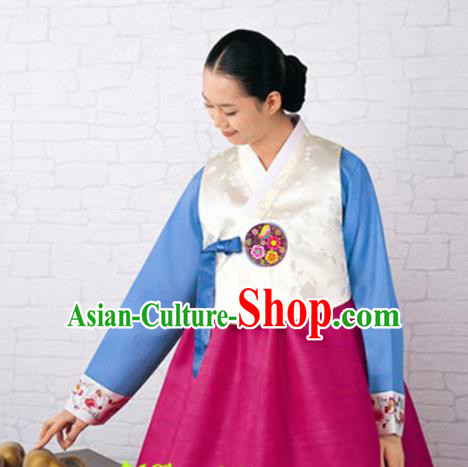 Korean Traditional Garment Bride Hanbok White Silk Vest Asian Korea Fashion Costume for Women