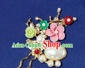 Korean Traditional Wedding Bride Pink Ceramic Flower Hairpins Asian Korea Hanbok Hair Accessories for Women
