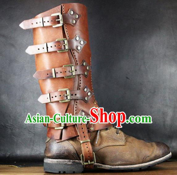 Western Middle Ages Leather Boots European Traditional Knight Shoes for Men