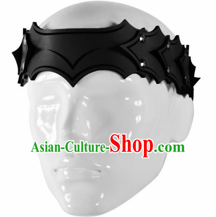 Western Middle Ages Hunter Black Leather Hair Clasp European Traditional Knight Headwear for Men