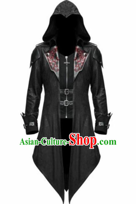 Western Halloween Middle Ages Drama General Black Coat European Traditional Knight Costume for Men