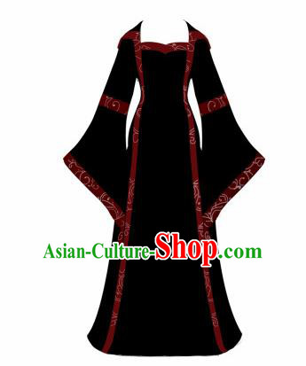 Western Halloween Cosplay Princess Black Dress European Traditional Middle Ages Court Costume for Women