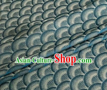 Asian Chinese Classical Scale Pattern Design Peacock Green Brocade Jacquard Fabric Traditional Cheongsam Silk Material