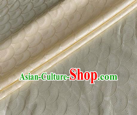 Asian Chinese Classical Scale Pattern Design Beige Brocade Jacquard Fabric Traditional Cheongsam Silk Material