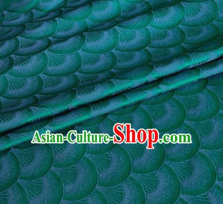 Asian Chinese Classical Scale Pattern Design Green Brocade Jacquard Fabric Traditional Cheongsam Silk Material