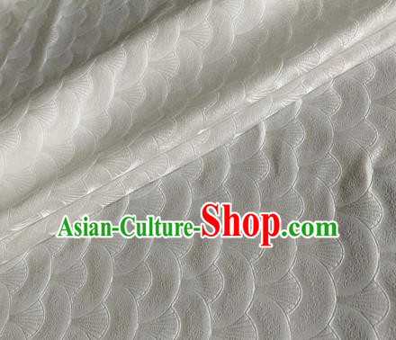 Asian Chinese Classical Scale Pattern Design White Brocade Jacquard Fabric Traditional Cheongsam Silk Material