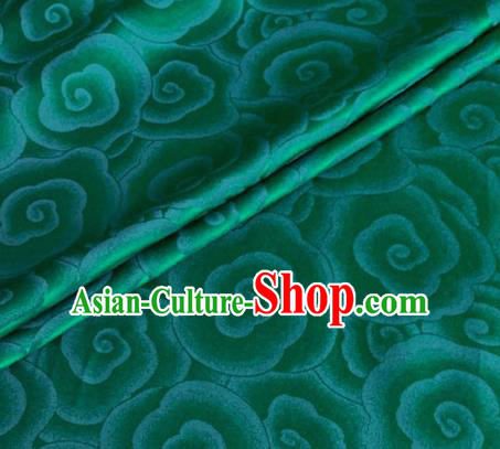 Asian Chinese Classical Clouds Pattern Design Green Brocade Jacquard Fabric Traditional Cheongsam Silk Material