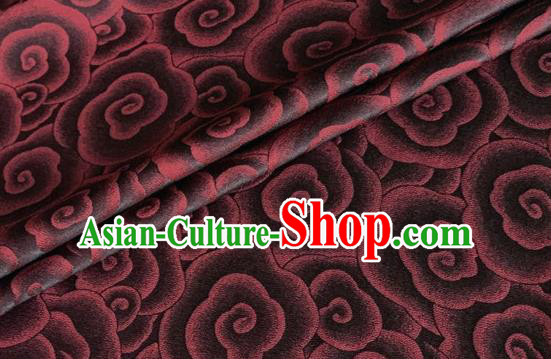 Asian Chinese Classical Clouds Pattern Design Brown Brocade Jacquard Fabric Traditional Cheongsam Silk Material