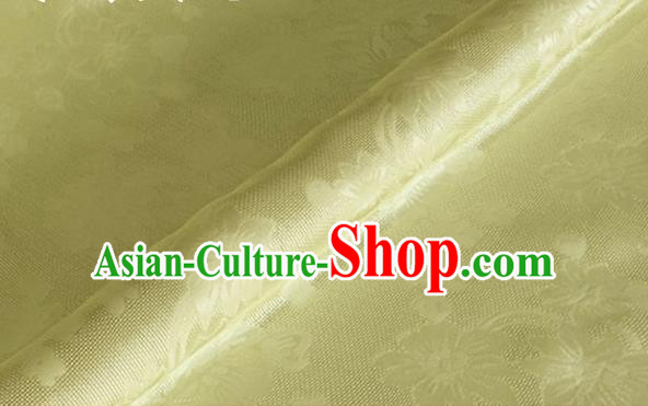 Asian Chinese Classical Flowers Pattern Design Yellow Brocade Jacquard Fabric Traditional Cheongsam Silk Material