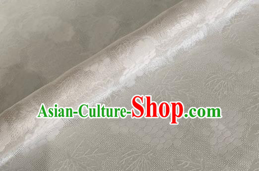 Asian Chinese Classical Maple Leaf Grape Pattern Design White Brocade Jacquard Fabric Traditional Cheongsam Silk Material