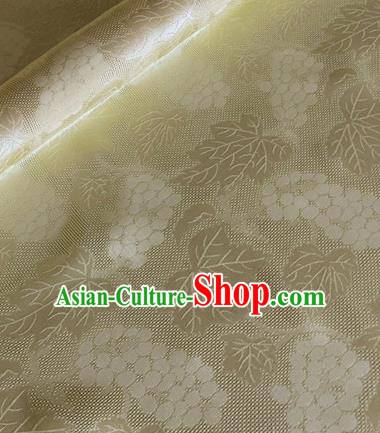 Asian Chinese Classical Maple Leaf Grape Pattern Design Yellow Brocade Jacquard Fabric Traditional Cheongsam Silk Material