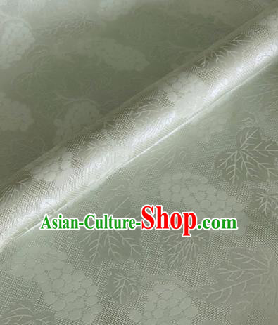 Asian Chinese Classical Maple Leaf Grape Pattern Design Light Green Brocade Jacquard Fabric Traditional Cheongsam Silk Material