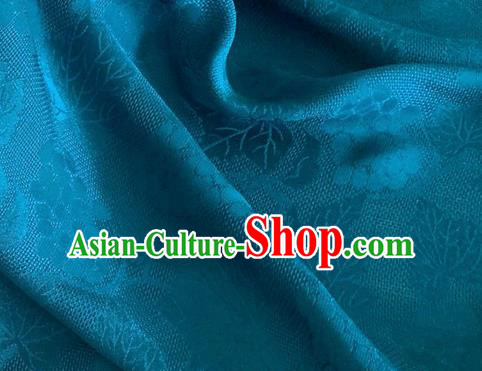 Asian Chinese Classical Maple Leaf Grape Pattern Design Deep Blue Brocade Jacquard Fabric Traditional Cheongsam Silk Material