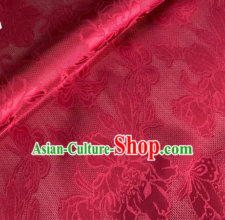 Asian Chinese Classical Peony Butterfly Pattern Design Wine Red Brocade Jacquard Fabric Traditional Cheongsam Silk Material