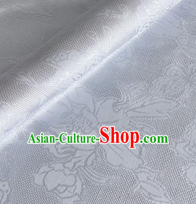 Asian Chinese Classical Peony Butterfly Pattern Design Light Blue Brocade Jacquard Fabric Traditional Cheongsam Silk Material