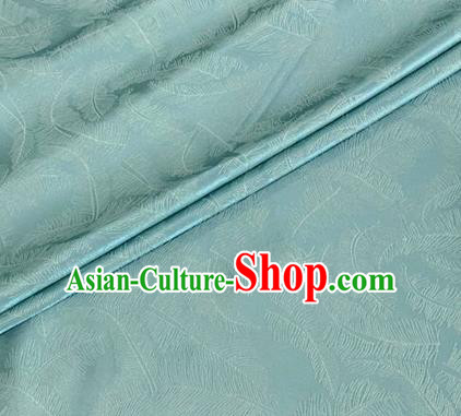 Asian Chinese Classical Feather Pattern Design Light Green Brocade Jacquard Fabric Traditional Cheongsam Silk Material