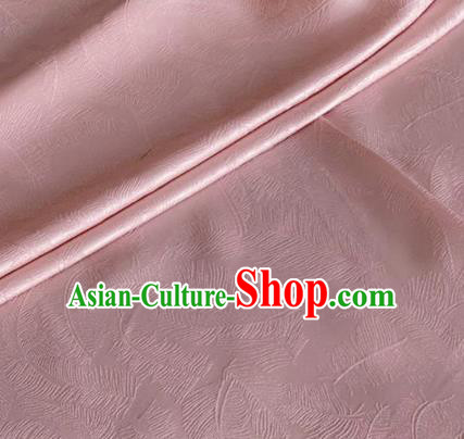 Asian Chinese Classical Feather Pattern Design Pink Brocade Jacquard Fabric Traditional Cheongsam Silk Material