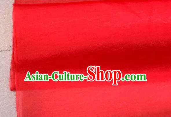Asian Chinese Classical Phoenix Peony Pattern Design Red Organza Jacquard Fabric Traditional Cheongsam Silk Material