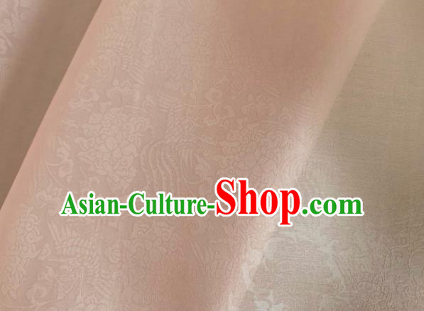 Asian Chinese Classical Phoenix Peony Pattern Design Light Pink Organza Jacquard Fabric Traditional Cheongsam Silk Material